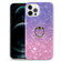 iPhone 13 Pro Max Gradient Color Shell Texture IMD TPU Shockproof Case with Ring Holder  - Gradient Purple Pink