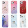 iPhone 13 Pro Max Four Corners Shocproof Flow Gold Marble IMD Back Cover Case with Metal Rhinestone Ring - Gray