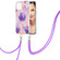 iPhone 13 Pro Max Electroplating Splicing Marble Pattern Dual-side IMD TPU Shockproof Case with Neck Lanyard - Light Purple