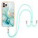 iPhone 13 Pro Max Electroplating Marble Pattern IMD TPU Shockproof Case with Neck Lanyard - Green 003
