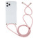 iPhone 15 Plus Four-Corner Shockproof Transparent TPU Case with Lanyard - Pink