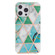 iPhone 14 Pro Max Electroplating Soft TPU Phone Case  - Green White Rhombus