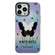 iPhone 14 Pro Max Electroplated Silver Series PC Protective Phone Case - Black Butterfly