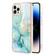 iPhone 14 Pro Max Electroplating Marble Pattern Dual-side IMD TPU Shockproof Phone Case - Green 003