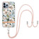 iPhone 14 Pro Max Flowers and Plants Series IMD TPU Phone Case with Lanyard  - Green Gardenia