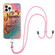 iPhone 14 Pro Max Electroplating Pattern IMD TPU Shockproof Case with Neck Lanyard  - Dream Chasing Butterfly