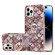 iPhone 14 Pro Max Electroplating Pattern IMD TPU Shockproof Case with Rhinestone Ring Holder  - Pink Scales