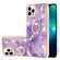 iPhone 14 Pro Max Electroplating Marble Pattern IMD TPU Shockproof Case with Ring Holder - Purple 002