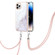 iPhone 14 Pro Max Electroplating Marble Pattern IMD TPU Shockproof Case with Neck Lanyard - White 006