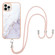 iPhone 14 Pro Max Electroplating Marble Pattern IMD TPU Shockproof Case with Neck Lanyard - White 006