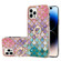 iPhone 14 Pro Max Electroplating Pattern IMD TPU Shockproof Case with Rhinestone Ring Holder  - Colorful Scales