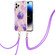 iPhone 14 Pro Max Electroplating Splicing Marble Pattern Dual-side IMD TPU Shockproof Case with Neck Lanyard - Light Purple