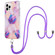 iPhone 14 Pro Max Electroplating Splicing Marble Pattern Dual-side IMD TPU Shockproof Case with Neck Lanyard - Light Purple
