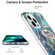 iPhone 14 Pro Max Electroplating Splicing Marble Pattern Dual-side IMD TPU Shockproof Case with Ring Holder - Blue Green