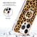 iPhone 14 Pro Max Electroplating Dual-side IMD Phone Case with Ring Holder - Leopard Print