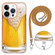 iPhone 14 Pro Max Electroplating Dual-side IMD Phone Case with Lanyard - Draft Beer