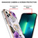 iPhone 14 Pro Max Electroplating Pattern IMD TPU Shockproof Case with Rhinestone Ring Holder  - Purple Flower
