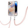 iPhone 14 Pro Max Electroplating Pattern IMD TPU Shockproof Case with Neck Lanyard - Milky Way White Marble