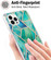 iPhone 14 Pro Max Electroplating Splicing Marble Flower Pattern Dual-side IMD TPU Shockproof Phone Case - Green