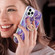 iPhone 14 Pro Max Electroplating Splicing Marble Pattern Dual-side IMD TPU Shockproof Case with Ring Holder - Dark Purple