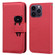 iPhone 14 Pro Max Cartoon Buckle Horizontal Flip Leather Phone Case - Red