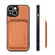 iPhone 14 Pro Max Carbon Fiber Leather Card Magsafe Magnetic Phone Case - Brown