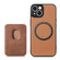 iPhone 14 Pro Max Carbon Fiber Leather Card Magsafe Magnetic Phone Case - Brown