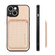 iPhone 14 Pro Max Carbon Fiber Leather Card Magsafe Magnetic Phone Case - Khaki