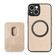 iPhone 14 Pro Max Carbon Fiber Leather Card Magsafe Magnetic Phone Case - Khaki