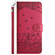 iPhone 14 Pro Max Cat Embossing Pattern Leather Phone Case with Lanyard - Red
