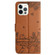 iPhone 14 Pro Max Cat Embossing Pattern Leather Phone Case with Lanyard - Brown