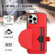 iPhone 14 Pro Max Shockproof Leather Phone Case with Card Holder - Red