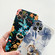 iPhone 11 Frosted Flowers Pattern IMD TPU Case with Metal Diamond Ring Holder - Blue
