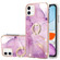 iPhone 11 Electroplating Marble Pattern IMD TPU Shockproof Case with Ring Holder - Purple 001