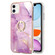 iPhone 11 Electroplating Marble Pattern IMD TPU Shockproof Case with Ring Holder - Purple 001