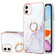 iPhone 11 Electroplating Marble Pattern IMD TPU Shockproof Case with Ring Holder - White 006