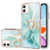 iPhone 11 Electroplating Marble Pattern IMD TPU Shockproof Case with Ring Holder - Green 003