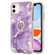 iPhone 11 Electroplating Marble Pattern IMD TPU Shockproof Case with Ring Holder - Purple 002