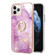iPhone 11 Pro Max Electroplating Marble Pattern IMD TPU Shockproof Case with Ring Holder - Purple 001