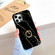 iPhone 12 / 12 Pro Thickened TPU Glazed Marble Pattern Case with Metallic Ring Holder - Black
