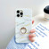 iPhone 12 / 12 Pro Thickened TPU Glazed Marble Pattern Case with Metallic Ring Holder - White