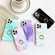 iPhone 12 / 12 Pro Thickened TPU Glazed Marble Pattern Case with Metallic Ring Holder - Pink