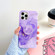 iPhone 12 / 12 Pro Thickened TPU Glazed Marble Pattern Case with Folding Holder - Purple