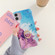 iPhone 12 / 12 Pro Ocean Wave Coral IMD TPU Smooth Marble Mobile Phone Protective Case with Ring Metal Rhinestone Holder - Purple SZ5