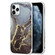 iPhone 12 / 12 Pro Four Corners Anti-Shattering Flow Gold Marble IMD Phone Back Cover Case - Black LD1