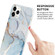 iPhone 12 / 12 Pro Four Corners Anti-Shattering Flow Gold Marble IMD Phone Back Cover Case - Sky Blue LD8