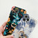 iPhone 12 Pro Frosted Flowers Pattern IMD TPU Case with Metal Diamond Ring Holder - Blue