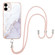 iPhone 12 / 12 Pro Electroplating Marble Pattern IMD TPU Shockproof Case with Neck Lanyard - White 006