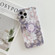 iPhone 12 Pro Frosted Flowers Pattern IMD TPU Case with Folding Holder - Gray