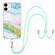 iPhone 12 / 12 Pro Electroplating Marble Pattern IMD TPU Shockproof Case with Neck Lanyard - Green 004